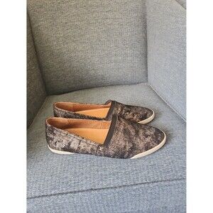 Frye Women's Melanie Black & Gold Metallic Crackle-Style Slip-on Shoes Size 8.5